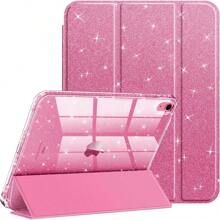 QYFintie Slim Case For IPad A16 11th Generation 11 Inch (2025) IPad 10th Generation 10.9 Inch (2022) Glittering Sparkly Shockproof Cover With Shiny Clear Back Shell Pencil Holder Pink6196