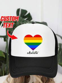 Șapcă de baseball personalizată imprimabilă cu text/nume, 1 buc., cu imprimeu floral al lunii mândriei, pălărie unisex pentru șofer de camion, potrivită pentru petrecere, festival, aniversare