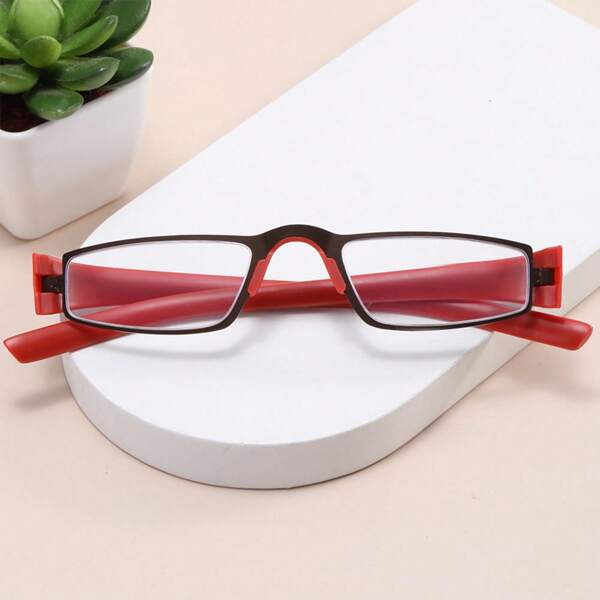 1pc Simple Small Frame Rectangular Reading Glasses, Comfortable Nose Pad And Matte Temple Arms, Suitable For Daily Wear, Unisex