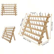 30/60 carretes Estante de madera para hilos, organizador de portahilos, almacenamiento de hilos, estante de almacenamiento de hilos para coser, acolchar, bordar, trenzar el cabello - Multicolor - Ver 8