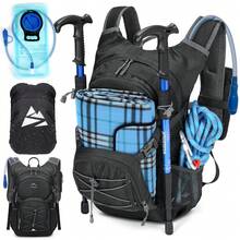 NEWHEY 带水袋的补水背包，18L 轻便徒步背包，男女皆宜，小型隔热补水背包，适合徒步、跑步、骑自行车、骑行 - 彩色 - 查看 1