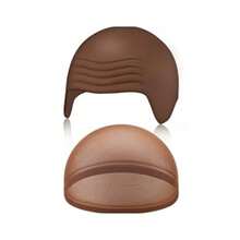 2 件装秃头帽化妆乳胶秃头假发帽，男女通用成人万圣节服装，固体硅胶，适合所有季节 - 棕色 - 查看 1