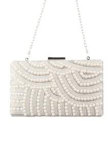 Bolso de mano vintage con cuentas de perlas, bolso formal de fiesta hecho a mano con tachuelas de rhinestones para mujeres