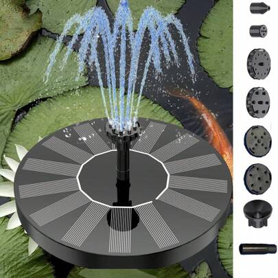 Solar Fountain Pump, Upgraded Model With 8 Nozzles, Solar Powered Bird Bath Fountain Suitable For Pond, Garden, Bird Bath, Fish Tank, Outdoor Independ