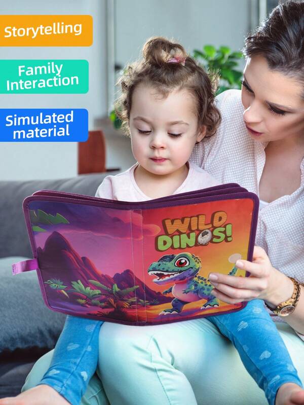 1 pieza Libro de tacto y percepción de dinosaurios, libro táctil de educación temprana para bebés de 0 a 3 años, juguetes de cognición para bebés, libro de tela resistente al desgarro con sensación táctil en 3D, lavable y apto para masticar, libro cognitivo interactivo divertido para entrenamiento de tacto y percepción, libro ilustrado de lectura entre padres e hijos