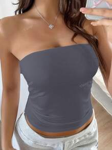 Vaiaye 4th Of July Holiday Summer Outfits Sexy Strapless Basis Vest Fashion Solid Elastic Slim Fit Tube Top For Women Four Seasons Wear