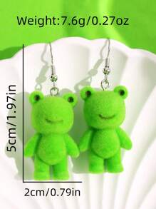1 Pair Fashionable, Exquisite, Cute, Lively, Fun, Personalized, Versatile Cartoon Frog Dangle Earrings For Women, Suitable For Daily, Commute, Festivals, Holidays