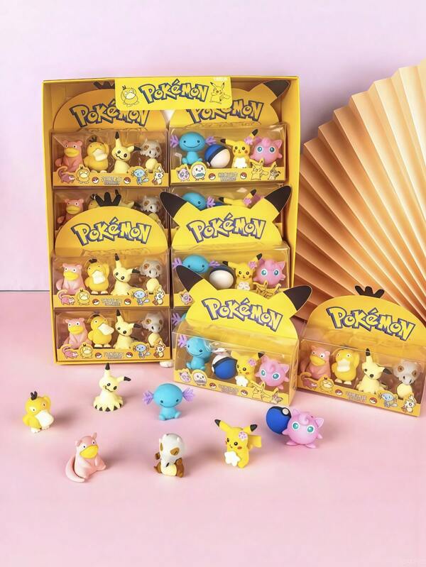 pokemon 4pcs Per Box Pikachu Eraser, 3D Cute Pet Monster Duck, Cartoon Character Cute Eraser, Suitable For Girls And Boys, Children Favorite Gift, Back To School, Halloween Decoration, Craft Decoration Teacher Gift, Mother's Day Gift, Carnival Gift, [Handmade, Slightly Defective, Does Not Affect Use