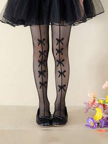 1/2 đôi quần legging lưới trang trí nơ cho bé gái, tất lưới thời trang cho trẻ em, lý tưởng cho các hoạt động ngoài trời vào mùa xuân/hè. - Nhiều màu - Xem 2