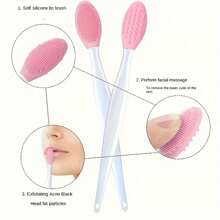 2 piezas Cepillo de limpieza facial de silicona 2 en 1, Exfoliante facial suave de doble cara, Sin formaldehído, Sin perfume, Para eliminar los puntos negros y el vello nasal, Limpieza suave