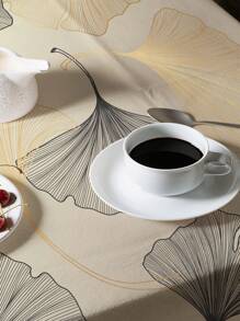 1pc Ginkgo Leaf Printed Tablecloth, Modern Polyester Rectangular Or Round Waterproof Tablecloth, Digital Printing Suitable For Living Room, Outdoor Dining Table, Small Round Table