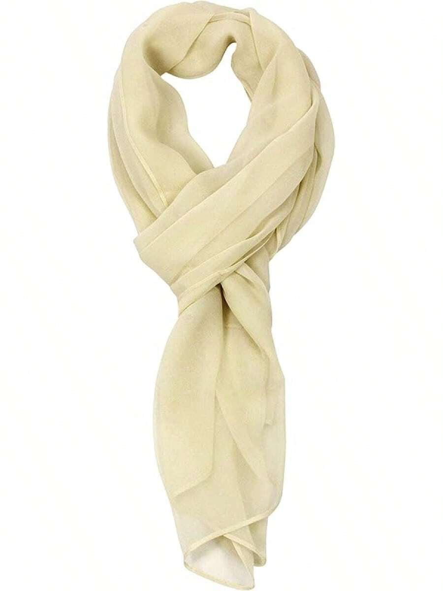 2025PANTONIGHT Long Chiffon Sheer Scarf For Womens - 059 Plain Dark Yellow - View 1