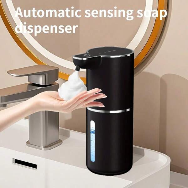1 Stück automatischer Induktions-Seifenspender, 350ml wandmontierter, intelligenter Flüssigseifenspender, USB aufladbar 1200 mAh Sensor-Schaummaschine mit 4-Gang-Einstellung, automatischer Schaumhandwäscher für Bad, Küche, Büro