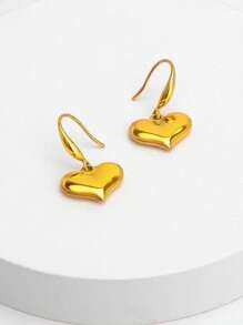 1 Set de joyas de acero inoxidable de moda que incluye un collar con dije de corazón brillante, pulsera y aretes, adecuado para conjuntos de oficina o de viaje al aire libre para mujeres