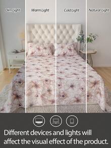 1pc Floral Print Bed Sheet, Lightweight, Breathable, Soft & Skin-Friendly - Multicolor - View 5