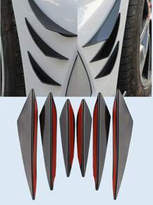 6Pcs Universal Carbon Fiber Car Fan Blades – Scratch Resistant Rubber Bumper Trim, Strong Adhesive Backing, No Paint Damage, Heat Waterproof Resistant, Front Shock Absorber Lip Diffuser Splitter Body Spoiler Decoration, Car Modification Accessories