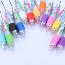 20pcs DIY Beaded Plastic Pens, Creative DIY Beaded Handmade Gift Pens, Mixed-Color Beaded Pens (Without Beads), Black Ink Pens Are Suitable For Making Decorative Gifts For Office And School Teaching Supplies - pen5 - 查看 8
