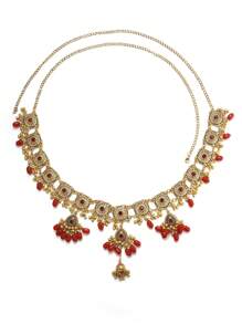 1 pezzo Catena per il corpo/vita con ciondolo a goccia d'acqua e fiore cavo, accessorio di moda di stile mediorientale, per le donne
