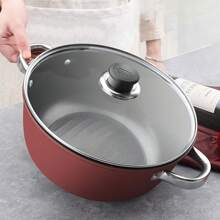 多功能厚石涂层不粘汤锅带手柄，适用于炖煮、煮面、电磁炉和燃气灶，耐用防刮