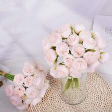 1 Bunch Silk Peony Bouquet Artificial Rose Flower 27 Flower Heads Artificial Peonies Flower For Home Wedding Party Centerpieces Arrangements Bridal Shower Decorations