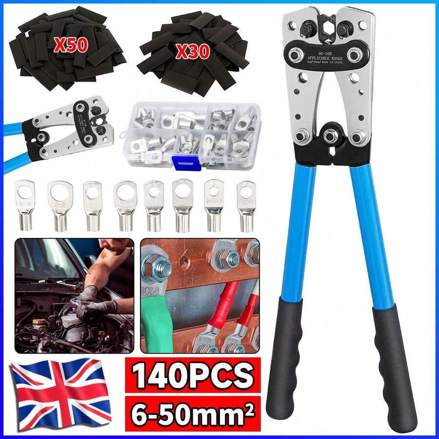 Heavy Duty Battery Cable Crimping Tool Wire Lugs Crimper Terminal Copper Lugs - Blue - View 1