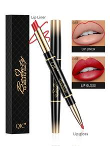 QIC Long Lasting Waterproof Christmas Gift Matte Lipstick & Lip Liner Set Long-Lasting Waterproof Double-Ended Non-Stick Cup High Pigmented Lipstick And Liner Pencil Smooth Texture Full Coverage Nude To Red Shades For All Day Wear Women Cosmetics Lips Makeup For Valentine's Day , Mother's Day Gifts - Multicolor - View 6