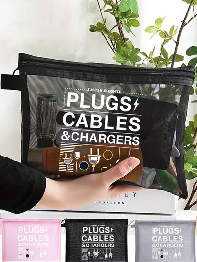 Mesh Cosmetic Bag With Data Cable Pattern, Red Air Cushion Storage Portable Storage Bag, Makeup Bag, Skincare Bag, Travel Essentials, Dormitory Supplies, Wedding Bride Gifts, Mother Gifts, Birthday Gifts, Gifts For Friends And Teachers, Bathroom Storage, Jewelry Storage, Lip Oil And Cosmetics Storage Bagvacation Summer Holiday Back To School School Stuff Bag For School Travel Bag For Women Makeup Bag For Travel Make Up Bag