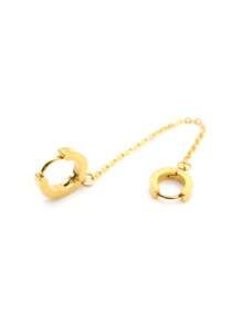 2 Peças Brincos Gota Pendente de Clipe de Orelha com Corrente Dupla na Cor Aço Preto e Dourado para Homens e Mulheres, Joias da Moda
