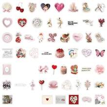 120PCS Coquette Stickers Vinyl Aesthetics Stickers For Scrapbooking, Diary, Laptop, Bumper, Skateboard, Water Bottle, Computer, Phone, Cartoon, Hard Hat, Car Stickers And Decals - Multicolor - View 3