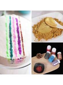 2/1pc Glitter Powder, Inedible Gold Powder, Halloween Cake Decoration Supplies, For Mousse Cake Fondant, Macaron Chocolate Baking Cake Decoration Tools, Can Be Used For Halloween, Birthday Or Wedding Party DIY Pearl Powder, Cake Decoration Candle Glitter Powder, Liquid Silicone Mold Decoration Cake Decoration Tools