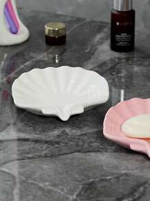 1pc Ceramics Duck Soap Box Cartoon Soap Dish Pearl Shell Drainable Soap Holder Soap Container Soap Dish For Tray Bathroom Accessories Shower & Bathtub