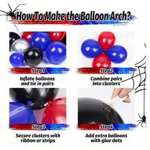 Halloween Balloon Arch Garland Kit,145pcs Black, Red And Navy Blue Balloon Arch And Garland Set, Spider Theme Balloon Arch, Suitable For Men, Comes With Star Bursts And Star Foil Balloons, Fit For Spider Theme Birthday Party Decor
