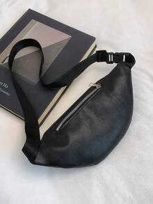 这款时尚简约的腰包采用优质PU材质，用途广泛且实用，适合各种派对场合。它可折叠，容量大，并配有可调节肩带。清新百搭的设计使其适合旅行、购物、通勤和街头穿搭。它也是一份实用又贴心的圣诞礼物。 - 黑色 - 查看 10