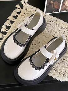 Thick Sole Cute Round Toe Mary Jane Flat Shoes For Women, Vintage Versatile Japanese Style Casual Lovely Pumps, Summer New