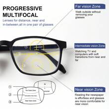 Progressieve multifocale leesbril, anti-blauwlicht superlicht montuur, TR flexibel materiaal, unisex geschikt voor alle scenario's
