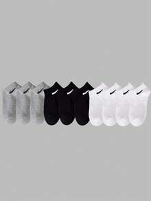 5/10/20 pares de calcetines cortos de unicolor negro/blanco/gris, de moda, unisex, simples, cómodos y versátiles, adecuados para uso diario - Multicolor - Ver 24
