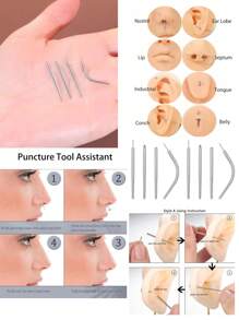 Conjunto de 4 peças de piercings cônicos 16G 18G 14G de aço inoxidável, ferramentas de troca de piercing para joias sem rosca e rosqueadas, pinos cônicos para nariz, lábio, orelha, tragus e kit de alongamento de piercings