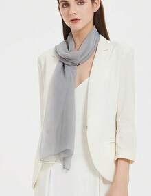 2025PANTONIGHT Long Chiffon Sheer Scarf For Womens - 055 Plain Gray - View 3