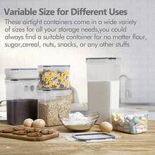 24/10/7 Piezas Hermético con Frascos Grandes Contenedores de Almacenamiento de Alimentos, Organizador y Almacenamiento de Despensa de Cocina, Frascos de Plástico de Grado Alimenticio para Cereales, Harina, Azúcar, Pasta, Alimentos Secos para Cocina, Casillero y Refrigerador, Incluye Etiquetas y Marcadores