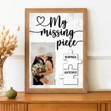 Personalisierter Hochzeits-Leinwanddruck als Geschenk für Paar, mein fehlendes Stück, individuelle Paar Foto und Namen Wandkunst Poster, Geschenke für Neuvermählte Brautparty, Verlobung Hochzeit Jahrestag Geburtstag, Design für Wohnzimmer, Schlafzimmer, Hochzeitsdeko, ohne Rahmen