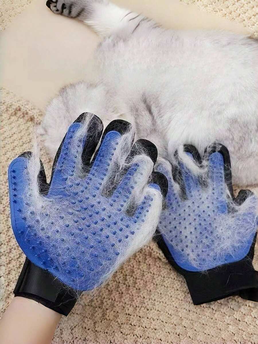 宠物美容手套 - 温和脱毛刷，适用于梳理狗和猫的毛发，高效脱毛手套 - 按摩刺激循环 - 易于使用和清洁，脱毛、洗澡和亲密接触