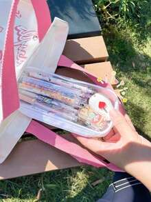 5/3/1 件透明 PVC 铅笔盒拉链铅笔盒防水透明铅笔盒带封口透明化妆包适用于儿童成人和学校 - 彩色 - 查看 5