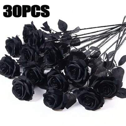 100pcs Artificial Deep Red Rose, Fake Rose, Suitable For DIY Wedding Bouquet, Table Decor, Bridal Shower, Valentine's Day Decoration, Baby Shower Decor