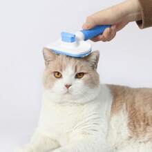 1PC Pet Hair Removal Comb Flea Comb, 2025 Upgraded Cat Brush With Release Button, One-Click Self Cleaning Pet Hair Removal Combs, For Massaging And Cleaning Shedding Pet Hairs (Blue)