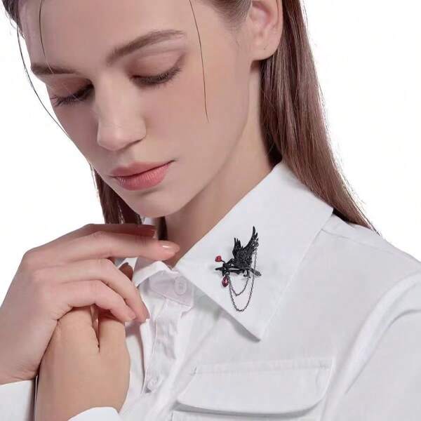 High-End Thorn-Shaped Crow Personalized Brooch, Fashionable And Delicate Zinc Alloy Animal Accessory, Suitable For All Seasons Backpack For School