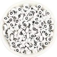 150/300/600 pezzi di perline in acrilico con motivo a lettere dorate su sfondo bianco, 4x7mm, adatte per la realizzazione di gioielli fai-da-te, progetti di collane e braccialetti