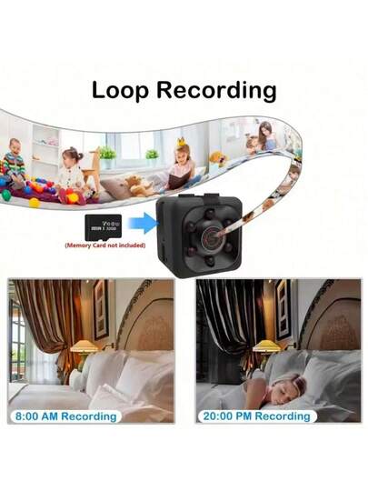 Mini 1080P HD Nanny Cam Night Vision, Motion Detection Loop Recording Full Indoor Security Camera, USB Powered, Display, Wand Mountable Home Monitoring, Portable Monitoring Circular Lens Camera view 5