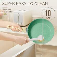 Nonstick 9.5 Inch Skillet, Aluminum, , PTFE & PFOA Free, Suitable For All Stovetops, Easy To Clean, Multipurpose - Army Green - View 7