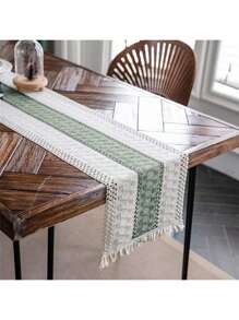 Camino de mesa bohemio, corredores de mesa de macramé para decoración del hogar, corredor de mesa de macramé crema y marrón con flecos para decoración boho de comedor, dormitorio, y fiesta nupcial rústica