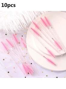 10/50/100pcs Disposable Eye & Lip Brush Set, Suitable For Eyelash Extensions, Soft Brush Head, Can Be Used For Eye And Lip Makeup, Makeup Brush Set, Makeup Brush Set, Complete Makeup Tools, Makeup Brush Set, Makeup Gift Box Set - Multicolor - View 10